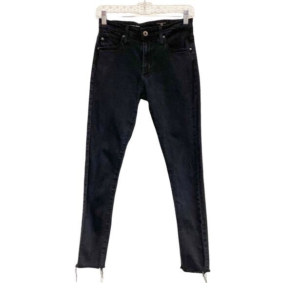 AG Womens Size 26R The Farrah Black Skinny Fray Hem Ankle Jeans - Picture 1 of 6